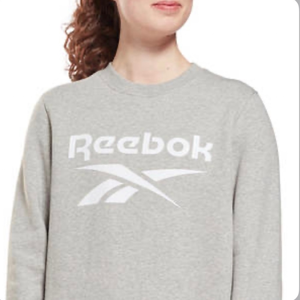 Reebok Identity Big Logo Fleece Crew Sweatshirt Sz L - Picture 2 of 4